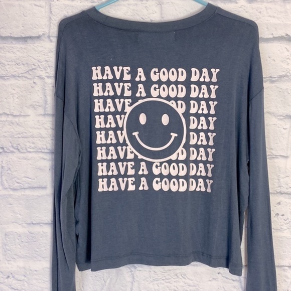 Vintage Havana gray smiley face Have a Good Day long sleeve tee small - Picture 2 of 4